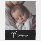 Moeder Opgericht Zwart Modern Minimaal Script Foto Fleece Deken (Voorkant)