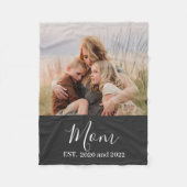 Moeder Opgericht Zwart Modern Schrift Foto Fleece Deken (Voorkant)