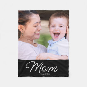 Moeder Opgericht Zwart Modern Schrift Foto Fleece Deken