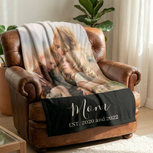 Moeder Opgericht Zwart Modern Schrift Foto Fleece Deken