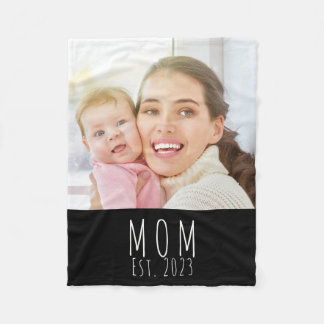 Moeder Opgericht Zwart Modern Schrift Foto Fleece Deken