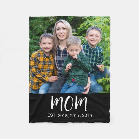 Moeder Opgericht Zwart Modern Vet Script Foto Fleece Deken (Voorkant)