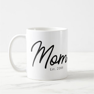 Moeder Opgericht Zwart Schrift Minimaal Elegant Koffiemok