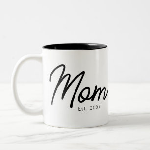 Moeder Opgericht Zwart Schrift Minimaal Elegant Tweekleurige Koffiemok