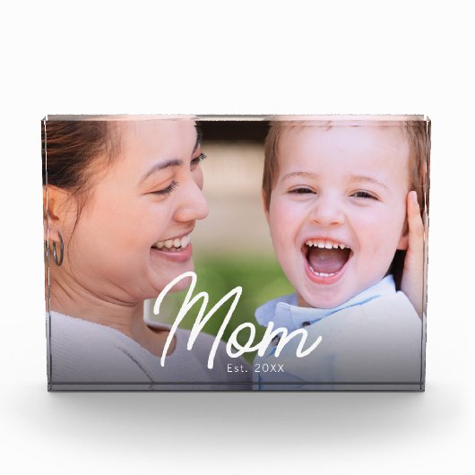 Moeder Opgericht Zwart Script Minimaal Elegant Fotoblokken (Voorkant)