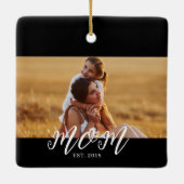 Moeder Opgericht Zwart Wit Script Foto Keramisch Ornament (Achterkant)