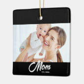 Moeder Opgericht Zwart Wit Script Foto Keramisch Ornament (Links)