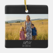 Moeder Opgericht Zwart Wit Script Foto Keramisch Ornament (Voorkant)