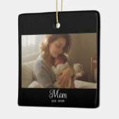 Moeder Opgericht Zwart Wit Script Foto Keramisch Ornament (Links)