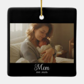 Moeder Opgericht Zwart Wit Script Foto Keramisch Ornament (Achterkant)