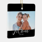 Moeder Opgericht Zwart Wit Script Foto  Keramisch Ornament (Rechts)