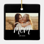 Moeder Opgericht Zwart Wit Script Foto Keramisch Ornament (Achterkant)