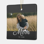 Moeder Opgericht Zwart Wit Script Foto Keramisch Ornament (Links)