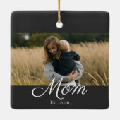 Moeder Opgericht Zwart Wit Script Foto Keramisch Ornament (Achterkant)