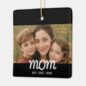 Moeder Opgericht Zwart Wit Script Foto Keramisch Ornament (Links)
