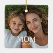 Moeder Opgericht Zwart Wit Script Foto Keramisch Ornament (Achterkant)