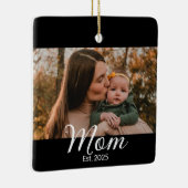Moeder Opgericht Zwart Wit Script Foto Keramisch Ornament (Rechts)
