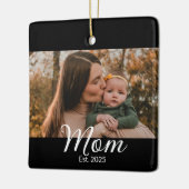 Moeder Opgericht Zwart Wit Script Foto Keramisch Ornament (Links)
