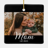 Moeder Opgericht Zwart Wit Script Foto Keramisch Ornament (Achterkant)