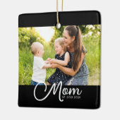 Moeder Opgericht Zwart Wit Script Foto Keramisch Ornament (Links)