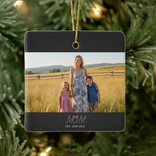 Moeder Opgericht Zwart Wit Script Foto Keramisch Ornament