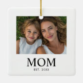 Moeder Opgericht Zwart Wit Script Foto Keramisch Ornament (Achterkant)