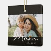 Moeder Opgericht Zwart Wit Script Foto  Keramisch Ornament (Links)