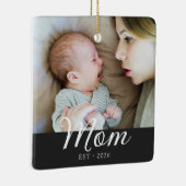 Moeder Opgericht Zwart Wit Script Foto Keramisch Ornament (Rechts)