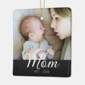 Moeder Opgericht Zwart Wit Script Foto Keramisch Ornament (Links)