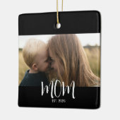 Moeder Opgericht Zwart Wit Script Foto Keramisch Ornament (Links)