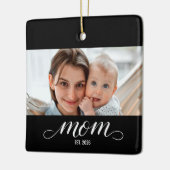 Moeder Opgericht Zwart Wit Script Foto Keramisch Ornament (Links)