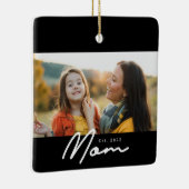 Moeder Opgericht Zwart Wit Script Foto Keramisch Ornament (Rechts)