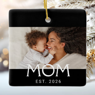 Moeder Opgericht Zwart Wit Typografie Foto Keramisch Ornament