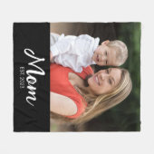 Moeder Opgericht Zwarte Moderne Script Foto  Fleece Deken (Voorkant (Horizontaal))