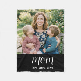 Moeder Opgericht Zwarte Moderne Script Foto  Fleece Deken