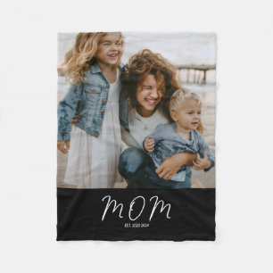 Moeder Opgericht Zwarte Moderne Script Foto Fleece Deken