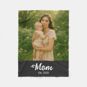 Moeder Opgericht Zwarte Moderne Script Foto Fleece Deken