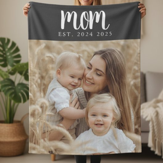 Moeder Opgericht Zwarte Moderne Script Foto Fleece Deken