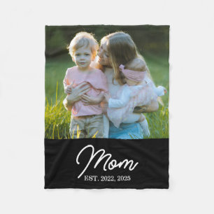 Moeder Opgericht Zwarte Moderne Script Foto Fleece Deken