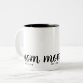 Moeder Opgericht Zwarte Script Nieuwe Moeder Cadea Tweekleurige Koffiemok (Voorkant links)