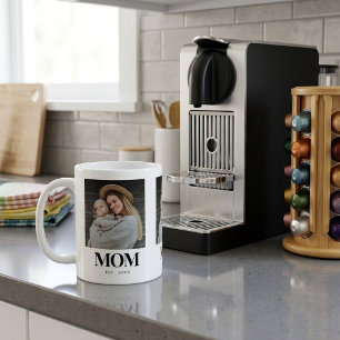 Moeder Opgericht Zwarte Typografie Foto Cadeau Koffiemok