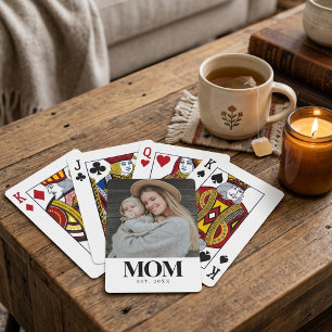 Moeder Opgericht Zwarte Typografie Foto Cadeau Pokerkaarten