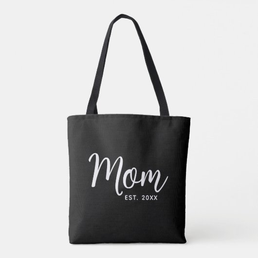 Moeder Opgerichte Datum Wit Schrift Nieuw Moeder C Tote Bag (Achterkant)