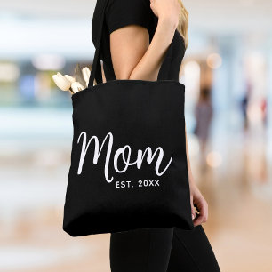 Moeder Opgerichte Datum Wit Schrift Nieuw Moeder C Tote Bag