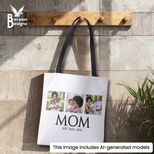 Moeder Opgerichte Dops Wit 3 Foto Boodschappentas Tote Bag