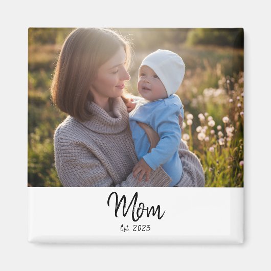 Moeder Opgerichte Foto Script Modern Uniek Cadeau Magneet (Voorkant)