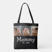 Moeder Opgerichte Fun Bold Tekst 3 Foto Zwart Tote Bag (Achterkant)