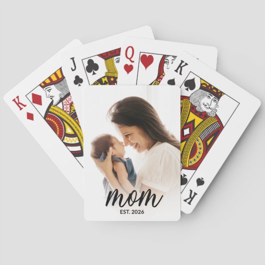 Moeder Opgerichte Schrift Zwarte Foto Pokerkaarten (Achterkant)