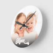 Moeder Opgerichte Script Aangepaste Foto Ronde Klok (Hoek)