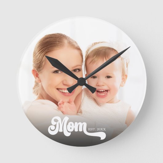 Moeder Opgerichte Script Aangepaste Foto Ronde Klok (Voorkant)
